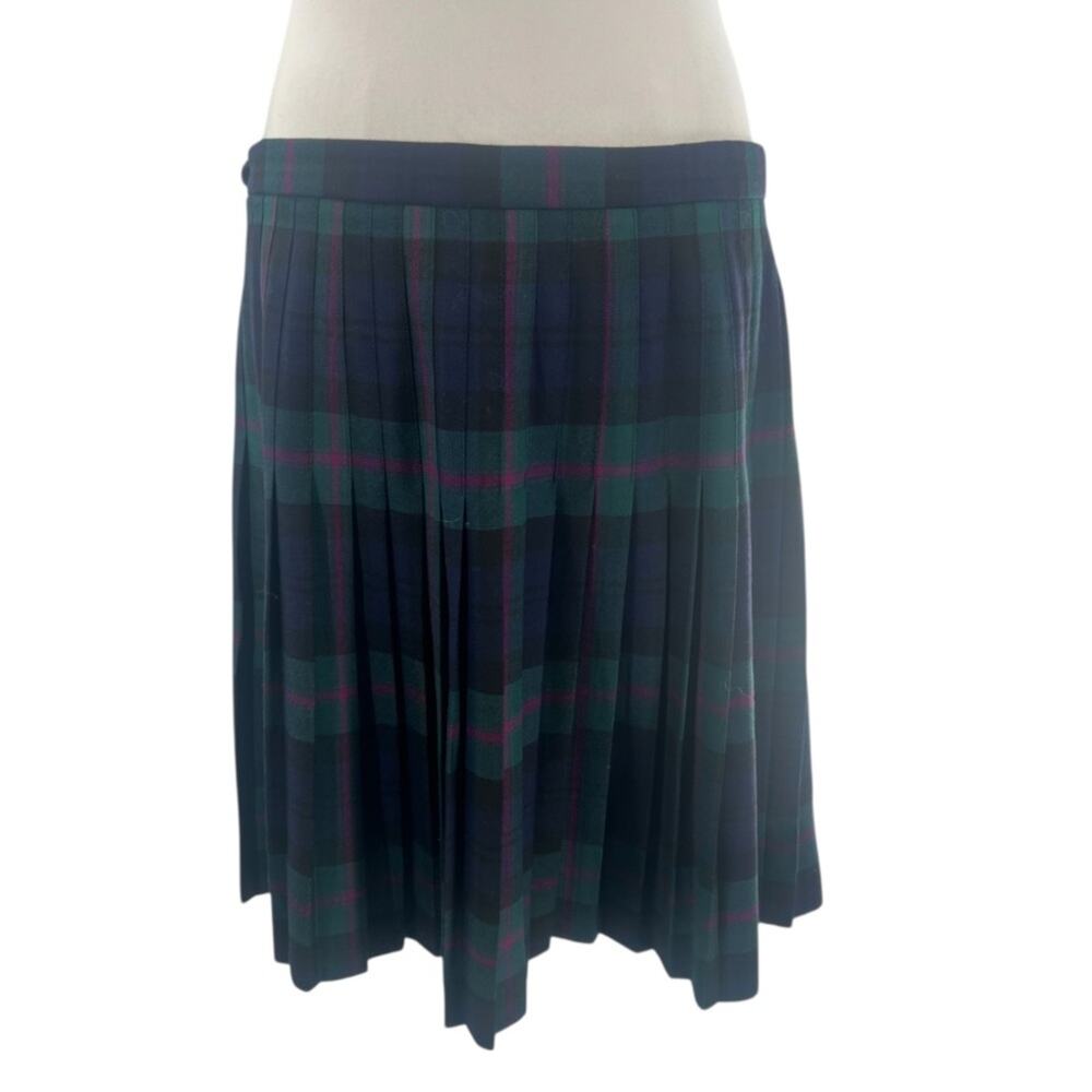 Brooks Brothers wool pleated plaid mini skirt Sz 12